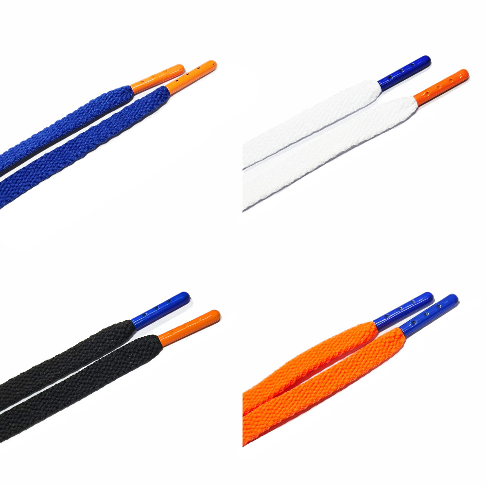 Metal Tips Flat Shoelaces - NYC 2026 - New York City - Blue - Orange -
